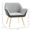 Modern Velvet Armchairs with Gold Steel Legs, Upholstered Accent Chairs for Living Room and Bedroom, Light Grey