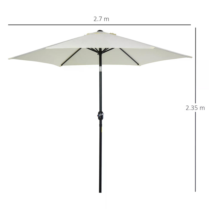 Outsunny 2.7M Garden Parasol Umbrella with Tilt and Crank, Outdoor Sun Parasol Sunshade Shelter with Aluminium Frame, Grey