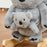 Kids Plush Ride-On Rocking Horse Koala-shaped Plush Toy Rocker with Gloved Doll Realistic Sounds for Child 18-36 Months Grey