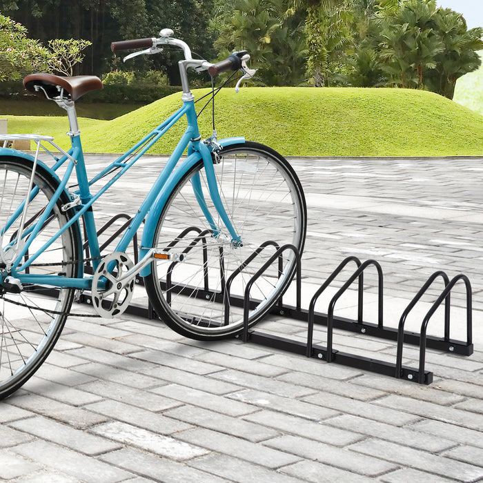 Bike Stand Parking Rack Floor or Wall Mount Bicycle Cycle Storage Locking Stand 179L x 33W x 27H (6 Racks, Black)