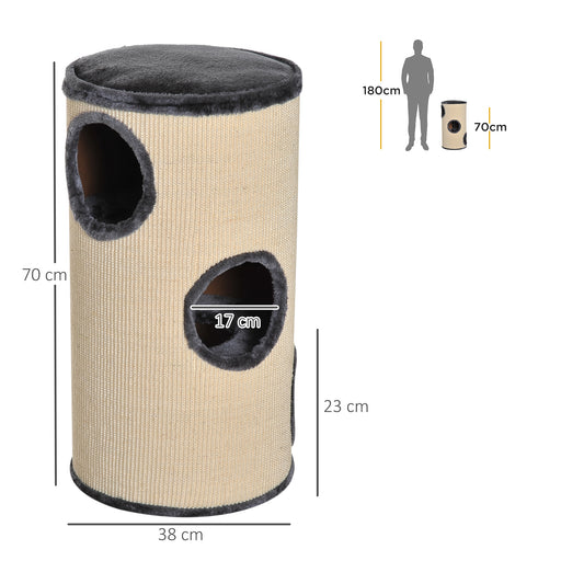 70cm Height Cat Post Tree Scratching Barrel Sisal Activity Center Condo Kitten Bed Scratcher Climbing Climber Play House for Indoor Cats