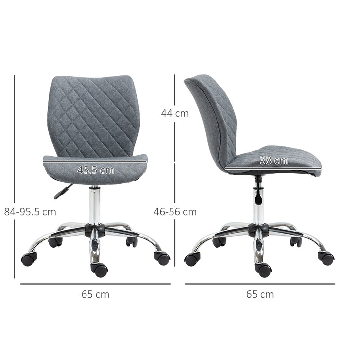 Mid Back Swivel Chair w/360° Swivel Height, thick sponge padded, Adjustable Home Office Linen Fabric Grey