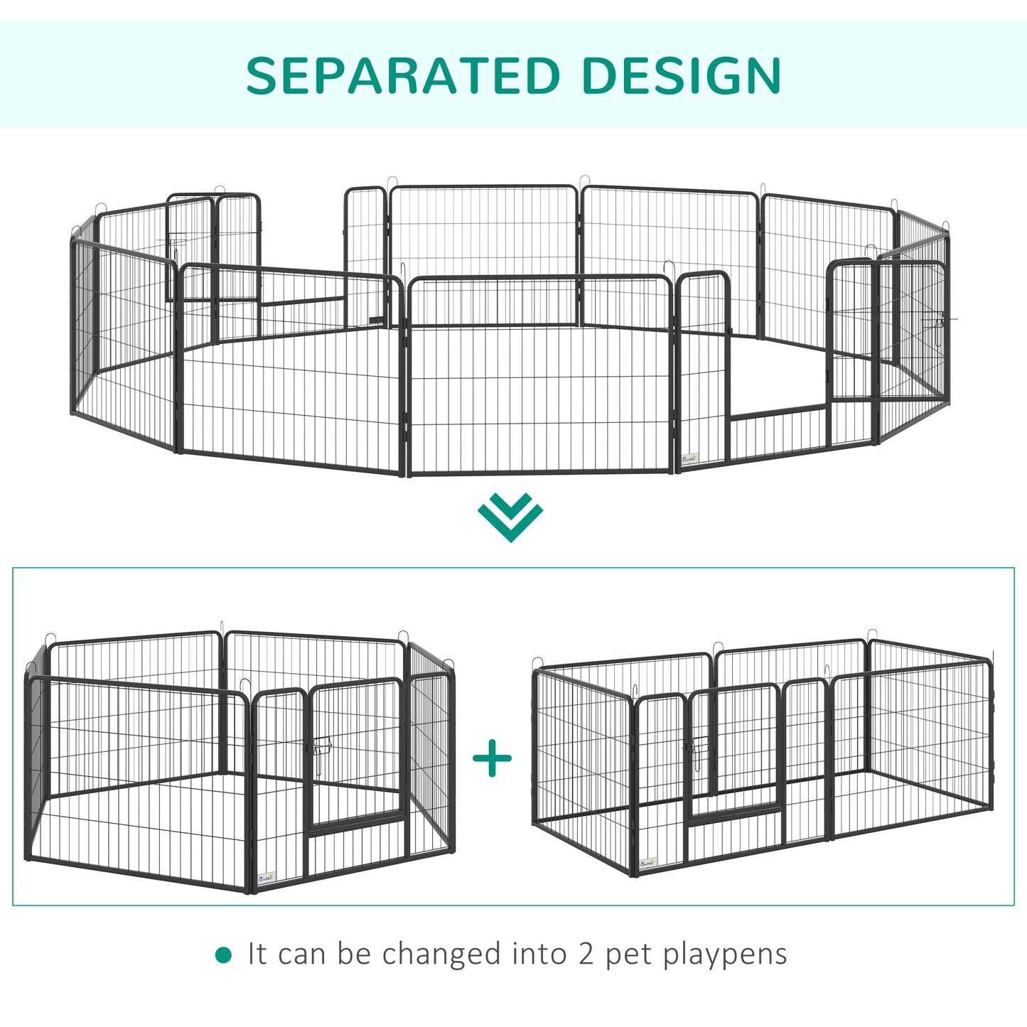 Heavy Duty Puppy Play Pen, 12 Panels Pet Exercise Pen for Indoors, Outdoors, Pet Playpen for Small Dogs, 60Hcm