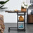 C-Shaped Side Table Industrial Mobile Rolling End Desk with 3-Tier Storage Shelving, Adjustable Height, Wheels