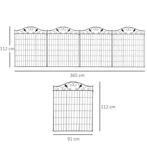 4 Panel Garden Decorative Fence - 44in x 12ft