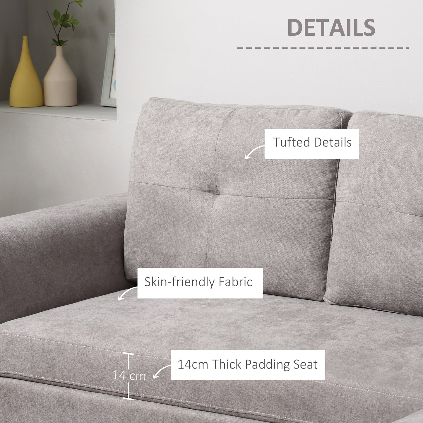 3 Seater Linen Look L-Shaped Corner Sofa, Pull Out Sofa with Storage Compartment In Grey - Hurry Limited Stock!
