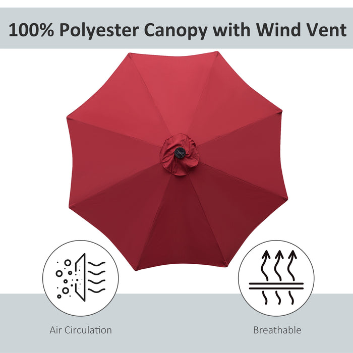 24 LED Solar Powered Parasol Umbrella-Wine Red