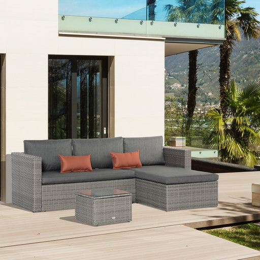 Rattan Sofa Set - Corner Set Grey