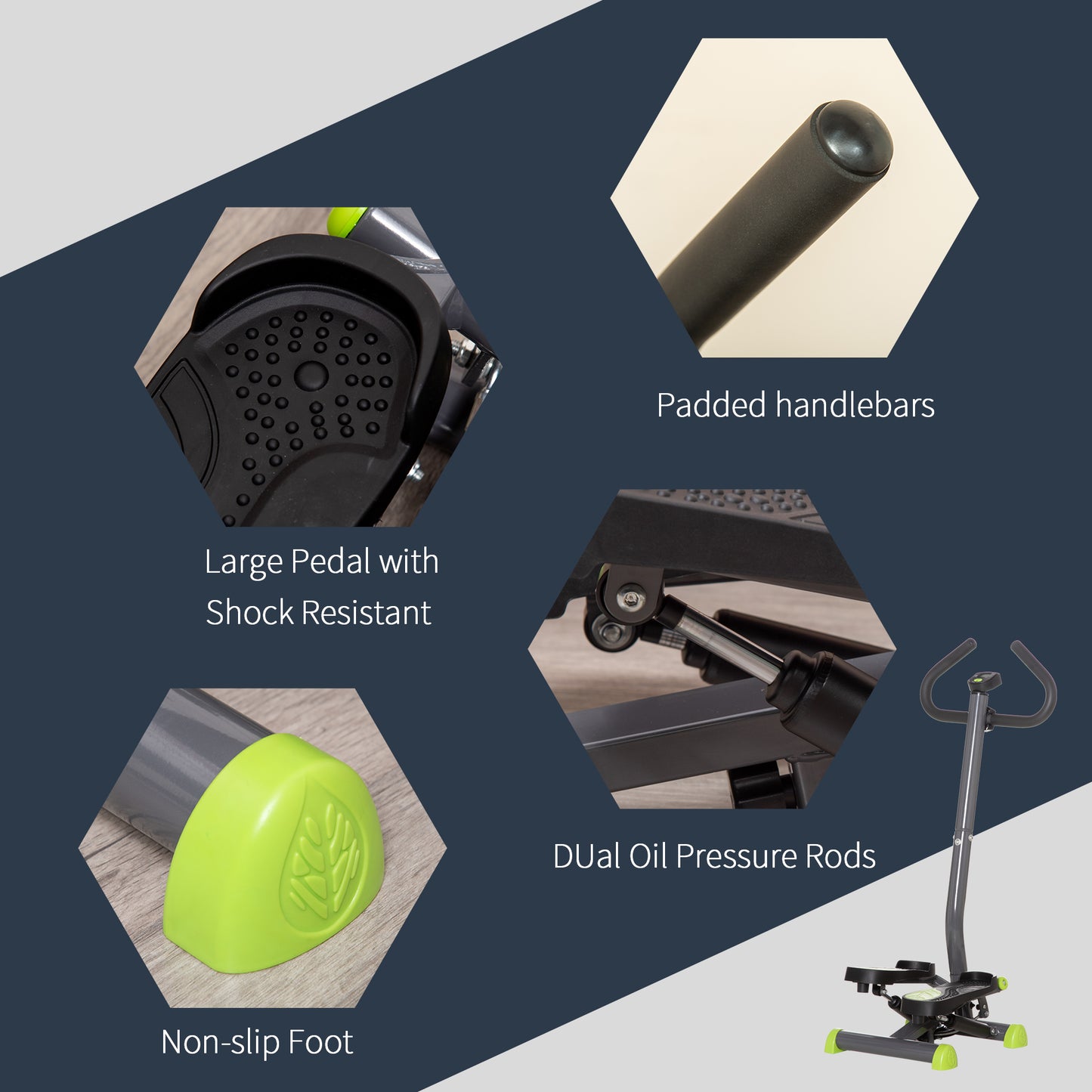 Adjustable Stepper Aerobic Ab Exercise Fitness Workout Machine with LCD Screen & Handlebars