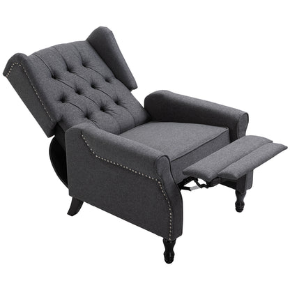 Recliner Armchair with Footrest Grey Tone in a Vintage Tufted Design Dark Grey