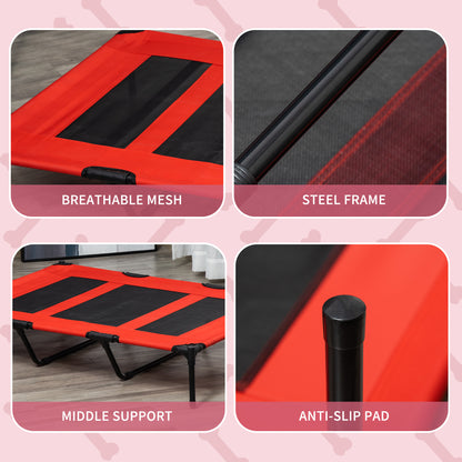 Raised Dog Bed Cooling Elevated Pet Cot with Breathable Mesh for Indoor Outdoor Use Red, XX Large, 122 x 92 x 23cm
