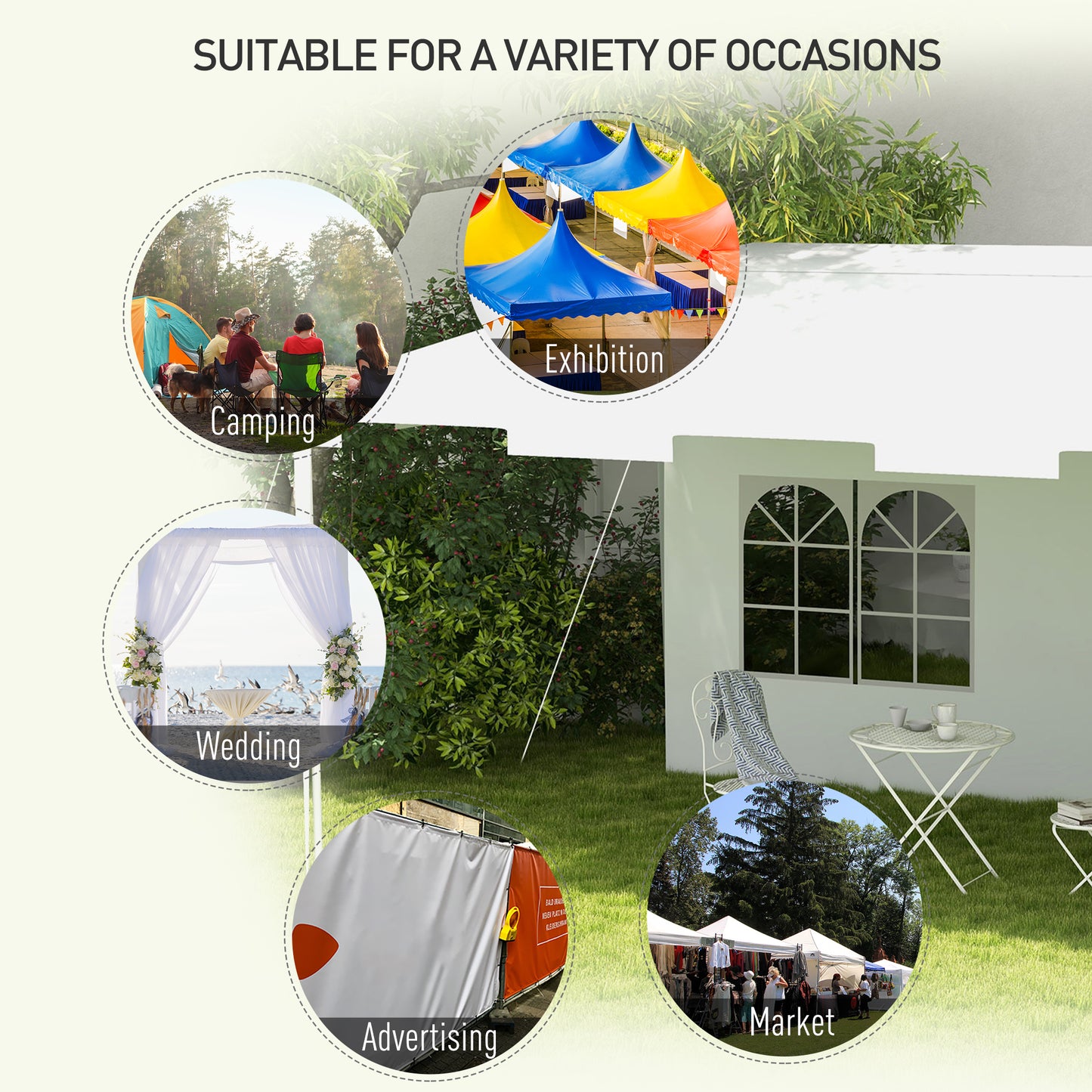 Warehouse Clearance - Outsunny 3 x 4 m Garden Gazebo Shelter Marquee Party Tent with 2 Sidewalls for Patio Yard Outdoor - White