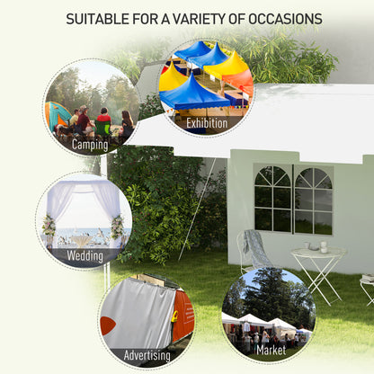 Warehouse Clearance - Outsunny 3 x 4 m Garden Gazebo Shelter Marquee Party Tent with 2 Sidewalls for Patio Yard Outdoor - White