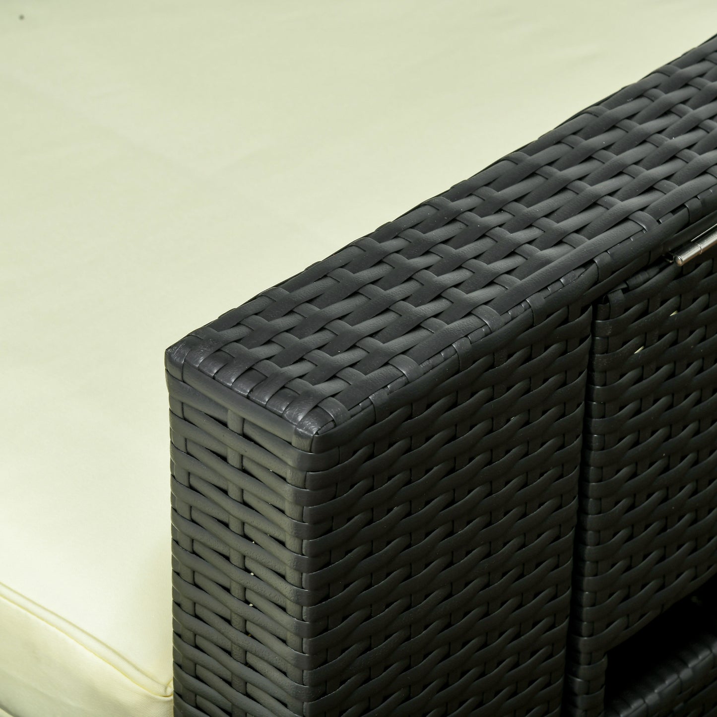 5PC PE Rattan Sun Lounger, Outdoor Wicker 5-level Adjustable Reclining  Bed with Storage Side Table and Footstools, for Patio, Garden, Poolside, Black