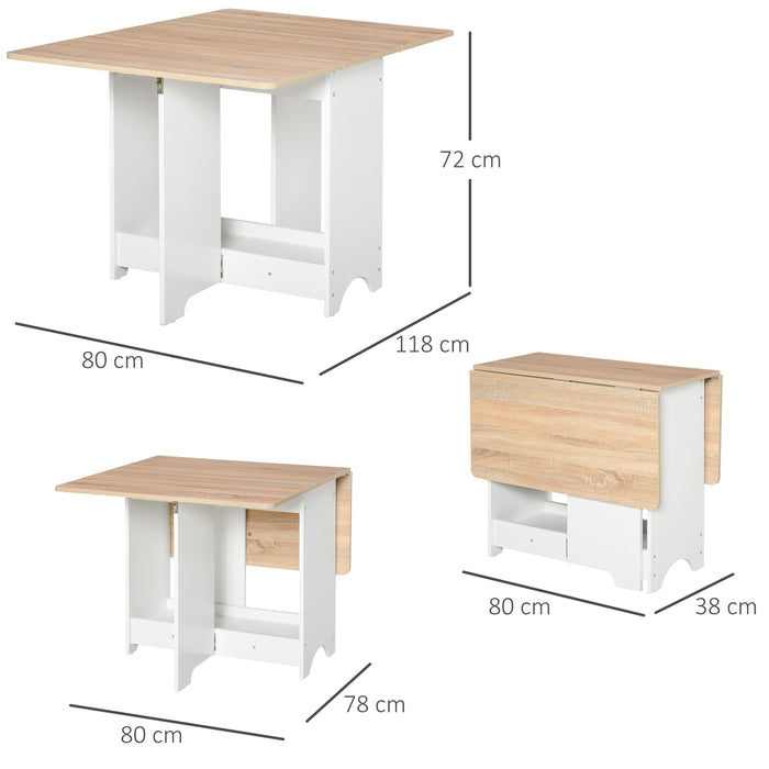 Foldable Dining Table Drop-Leaf Folding Desk Side Console with Storage Shelf for Kitchen,Dining Room