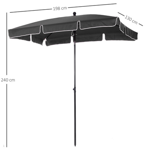 Aluminium Sun Umbrella Parasol Patio Garden Rectangular Tilt 2M x 1.25M