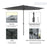 3 x 2m Garden Parasol Patio Sun Umbrella Canopy Rectangular Sun Shade Aluminium Crank Tilt Mechanism, Dark Grey