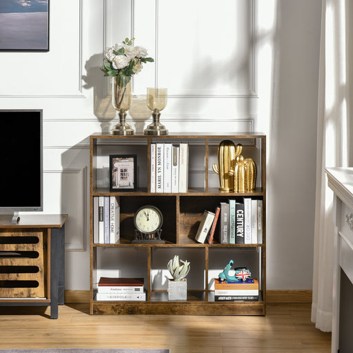 Storage Shelf 3-Tier Bookcase Display Rack Home Organizer for Home Office, Living Room, Playroom, Rustic Brown