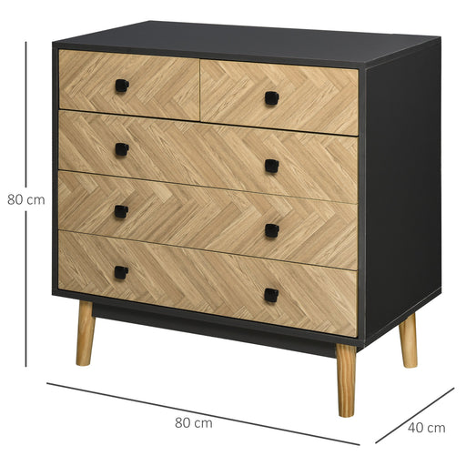 5-Drawer Chest Storage Cabinet Sideboards with Metal Handles Freestanding Dresser for Bedroom, Living Room