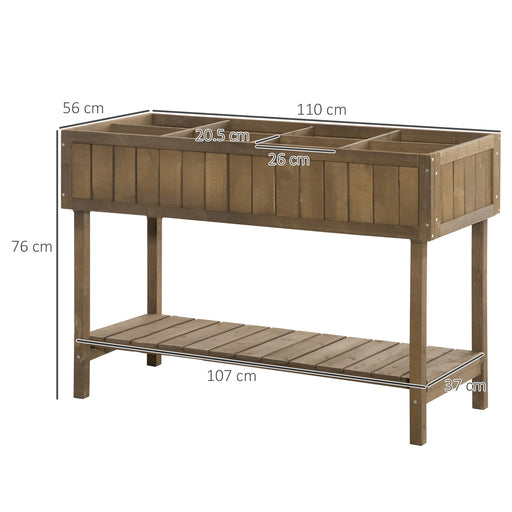 Wooden Planter Raised Bed Container Garden Plant Stand Bed 8 Boxes 110L x 46W x 76Hcm Brown