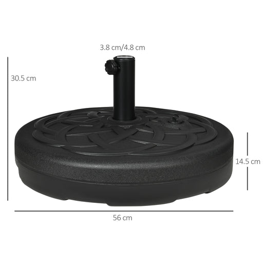 Outsunny Garden Parasol Base Holder, Outdoor Market Umbrella Stand Weight with Built-In Handle, 25kg Water or 35kg Sand Filled, Black