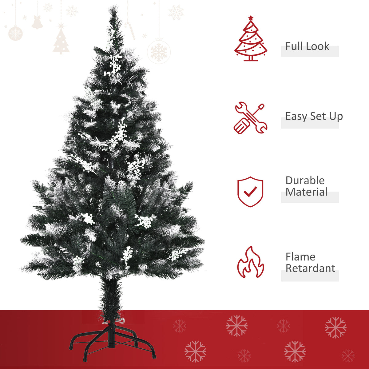 4ft Snow-Tipped Artificial Christmas Tree with White Berries
