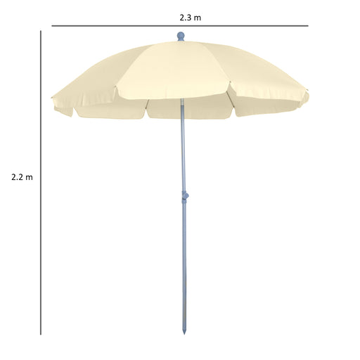 2.2M Tilt Beach Umbrella Parasol-Cream White