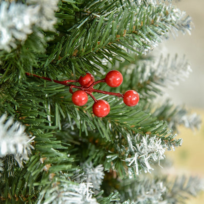 5ft Snow-Flecked Artificial Christmas Tree with Red Berries, Pinecones & 408 Tips