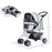 Dog Pram Pet Stroller Dog Pushchair Foldable Travel Carriage with Wheels Zipper Entry Cup Holder Storage Basket Grey