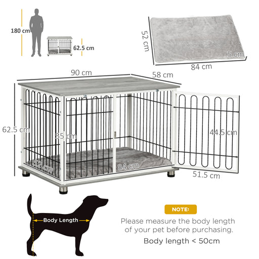 Dog Crate Furniture, Indoor Dog Kennel Side End Table w/ Soft Washable Cushion, Lockable Door, for Small and Medium Dogs