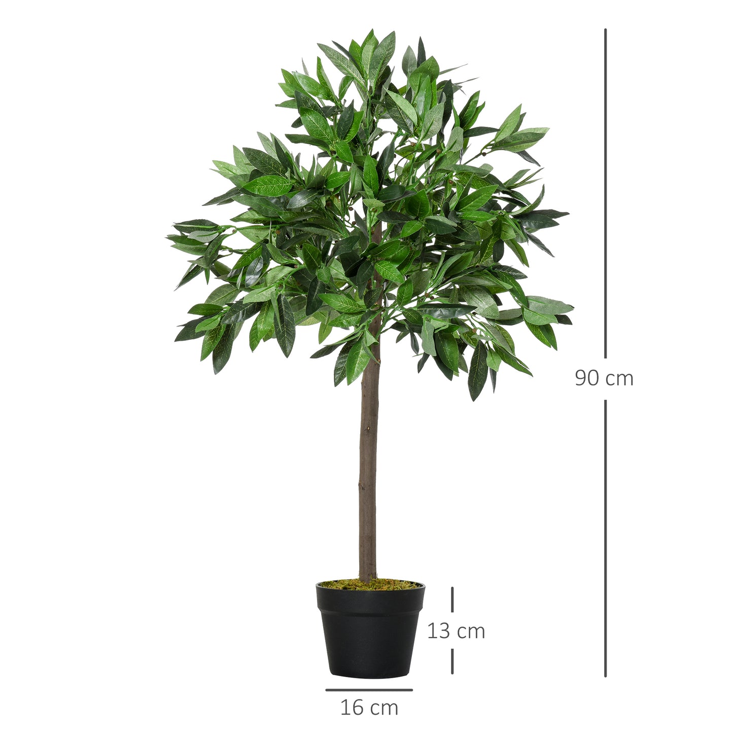 Set Of 2 - 3ft Artificial Bay Laurel Topiary Trees with Pot