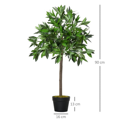 Set Of 2 - 3ft Artificial Bay Laurel Topiary Trees with Pot
