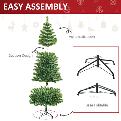 7ft Frosted Artificial Christmas Tree with 968 PET Tips & Metal Stand