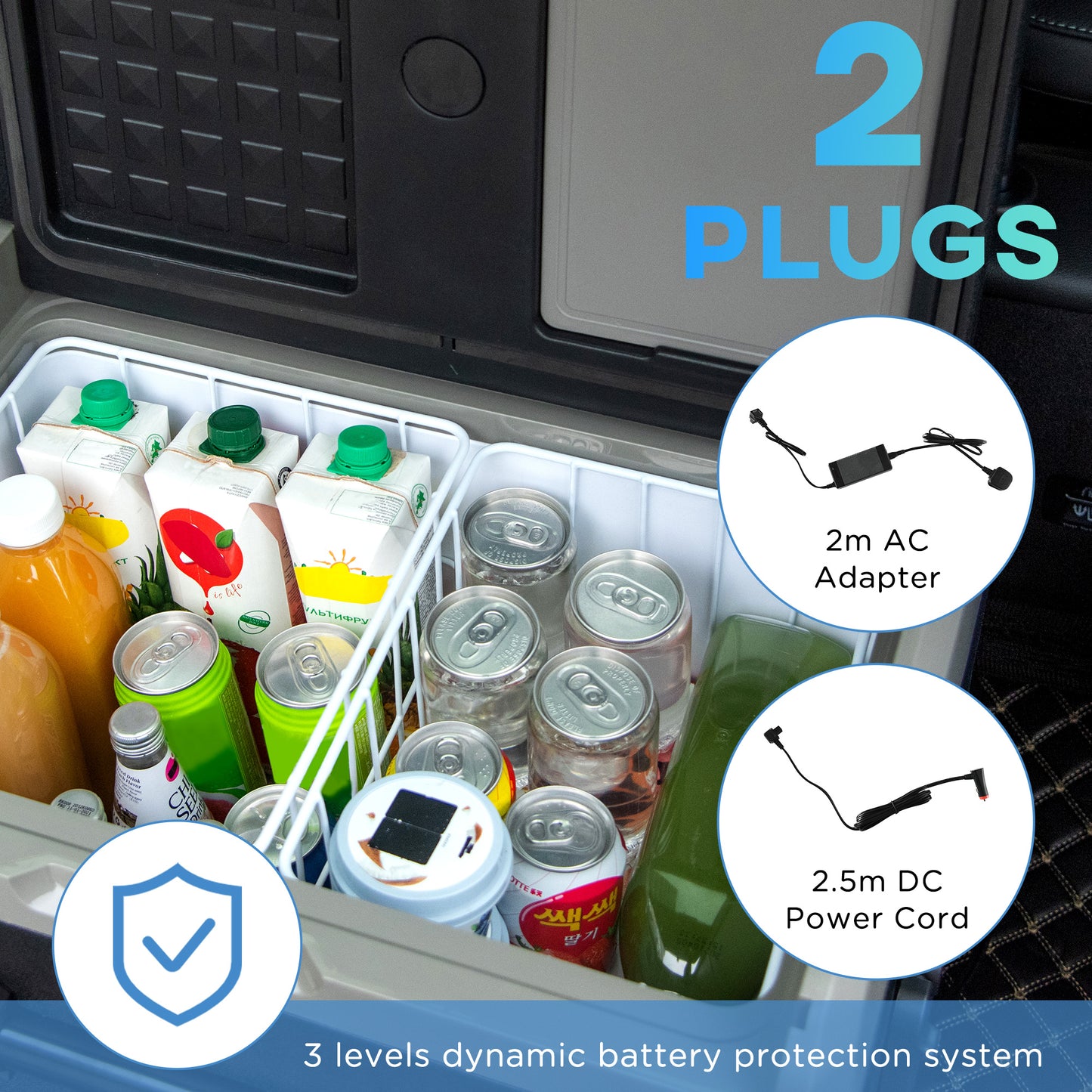 Outsunny 40L Car Refrigerator, Portable Compressor Cooler Box, Fridge Freezer w/ Inner LED Light, Foldable Handles, Cup Holders, 12/24V DC and 110-240V AC for Campervan RV Boat Travel Down to -20‚Äö√ë√â