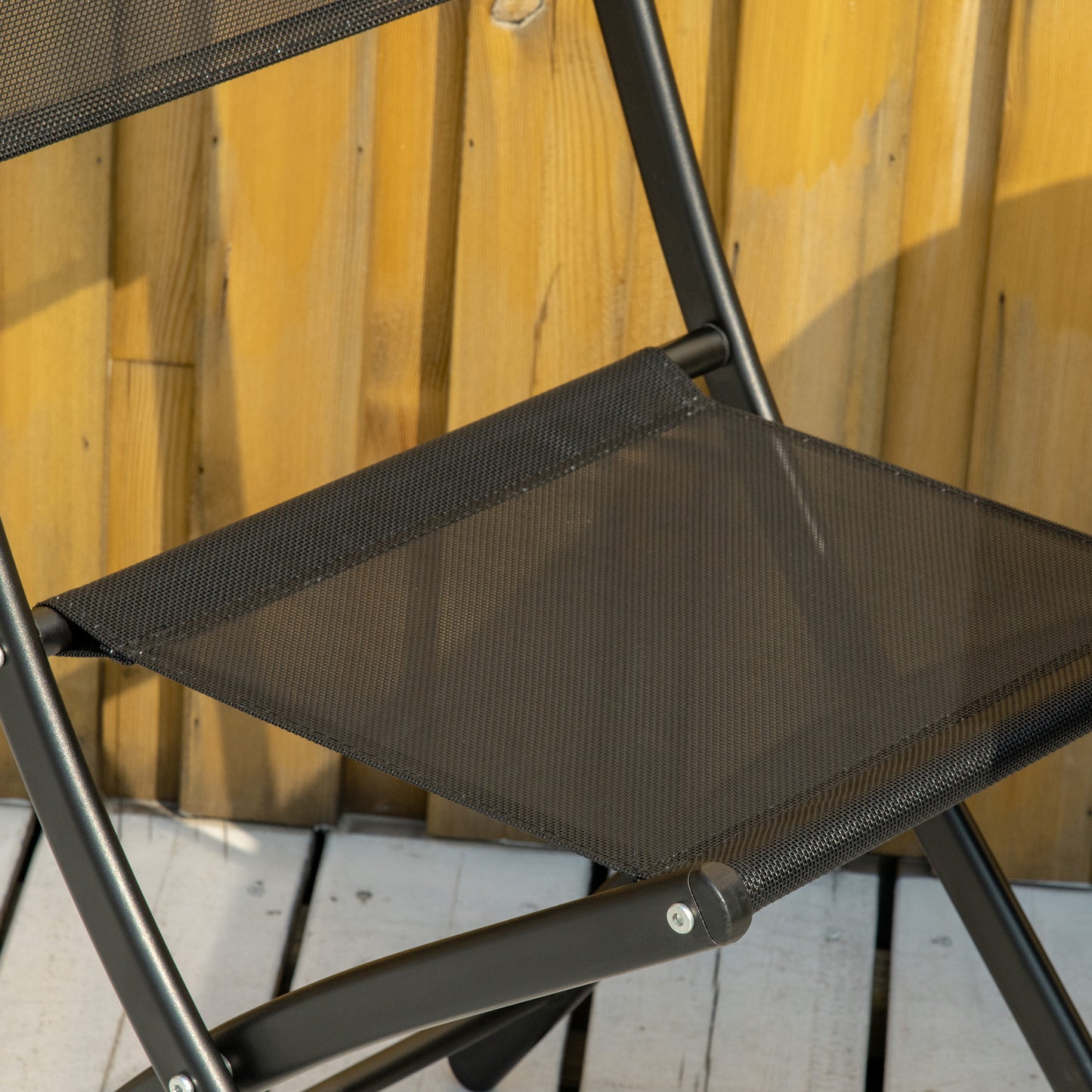 3 Pieces Patio Table and Chairs, Folding Patio Table and 2 Chairs, Outdoor Furniture Set for Backyard and Porch, Black