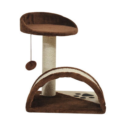 Cat Tree Scratching Scratcher Post Kitten Activity Centre Climber Hanging Ball Brown