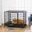 43" Heavy Duty Metal Dog Crate Pet Cage with Tray Wheeled Dog Kennel - Black (Large)