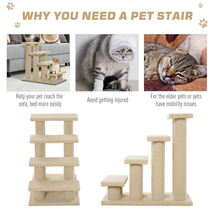 Dog Steps for Bed 4 Step Pet Stairs for Sofa Dog Cat Climb Ladder 63x43x60 cm Brown