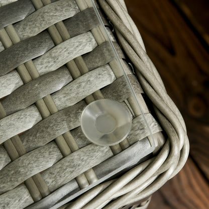 Outsunny 3 PCS Rattan Seating Set | 2 Armchairs & Table | Outdoor Patio Furniture, Bistro Set w/ Cushions Glass Tabletop