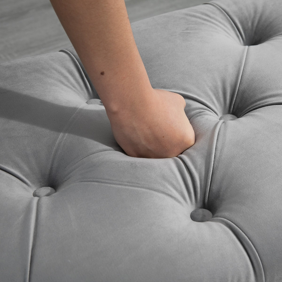 Semi-Circle Ottoman Storage Bench, Bed End Bench, Tufted Upholstered Window Seat Footrest