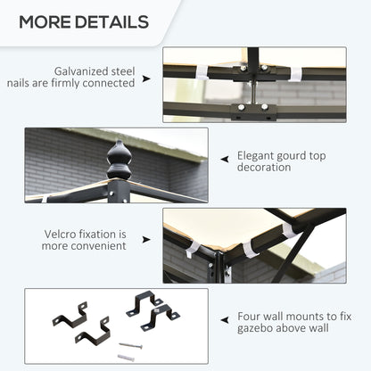 4 x 3 Meters Canopy Metal Wall Gazebo Awning Garden Marquee Shelter Door Porch - Cream