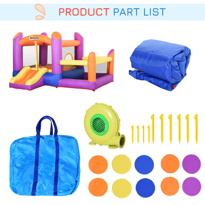 Kids Bounce Castle House Inflatable Trampoline Slide Water Pool 3 in 1 with Inflator for Kids Age 3-12 Multi-color 3 x 2.8 x 1.7m
