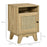 Bedside Table with Rattan Element, Side End Table with Shelf and Cupboard, 39cmx35cmx60cm, Natural