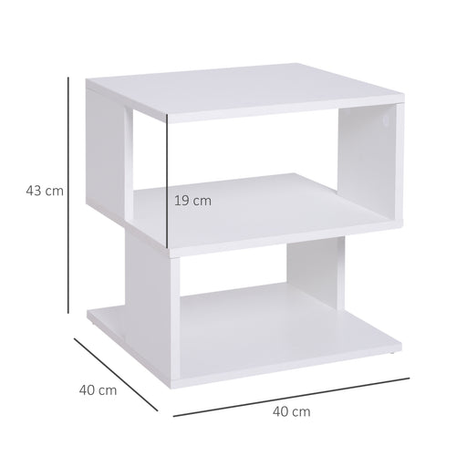 Modern Square 2 Tier Wood Coffee Side Table Storage Shelf Rack Living Room White