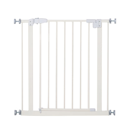 Pressure Fit Safety Gate, Adjustable Dog Gate, Pet Barrier for for Doorways, Staircases and Hallways with Auto Close, Double Locking, Opening 74-80cm, White