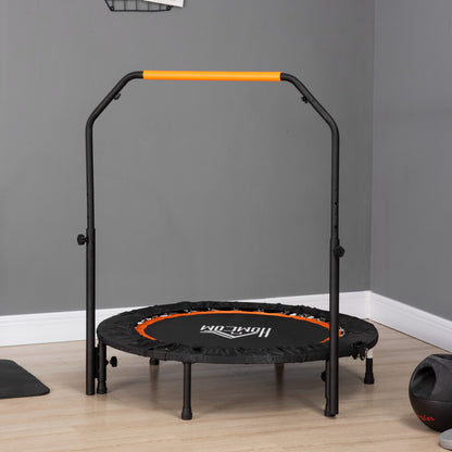 HOMCOM 40" Foldable Mini Trampoline Fitness Trampoline Rebounder for Adults w/ Adjustable Foam Handle, for Indoors, Outdoors, Cardio Training