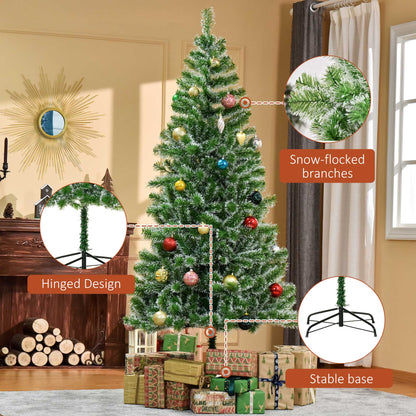 7ft Frosted Artificial Christmas Tree with 968 PET Tips & Metal Stand
