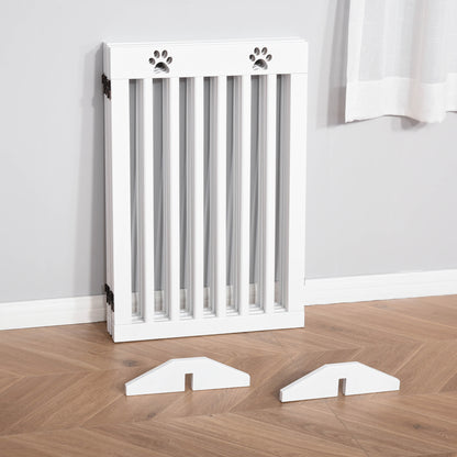 Freestanding Pet Gate 4 Panel Dog Barrier Folding Safety Fence with Support Feet up to 204cm Long 75cm Tall for Doorway Stairs White
