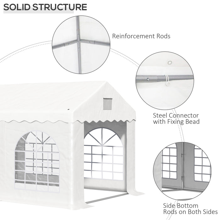 4 x 3 m Gazebo Canopy Party Tent with 4 Removable Side Walls and Windows for Outdoor Event, White