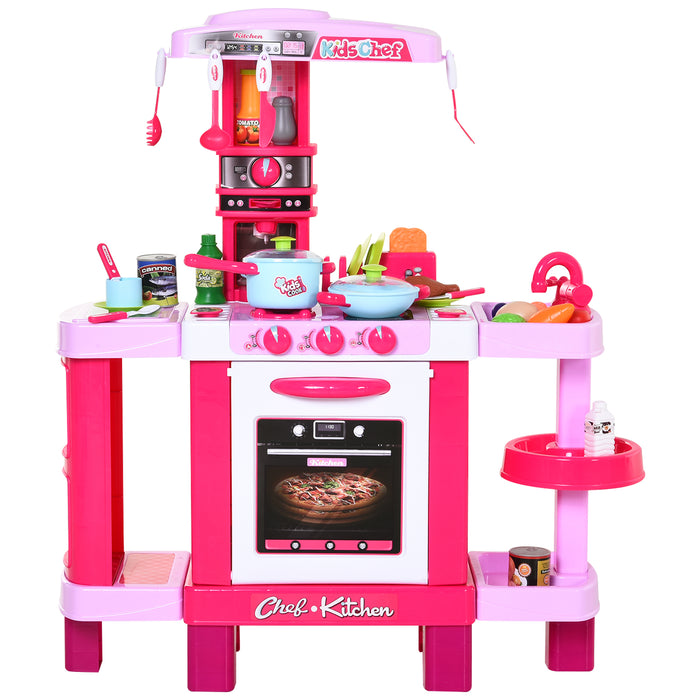 38-Piece Children's Kitchen Play Set w/ Realistic Sounds Lights Food Utensils Pots Pans Appliances